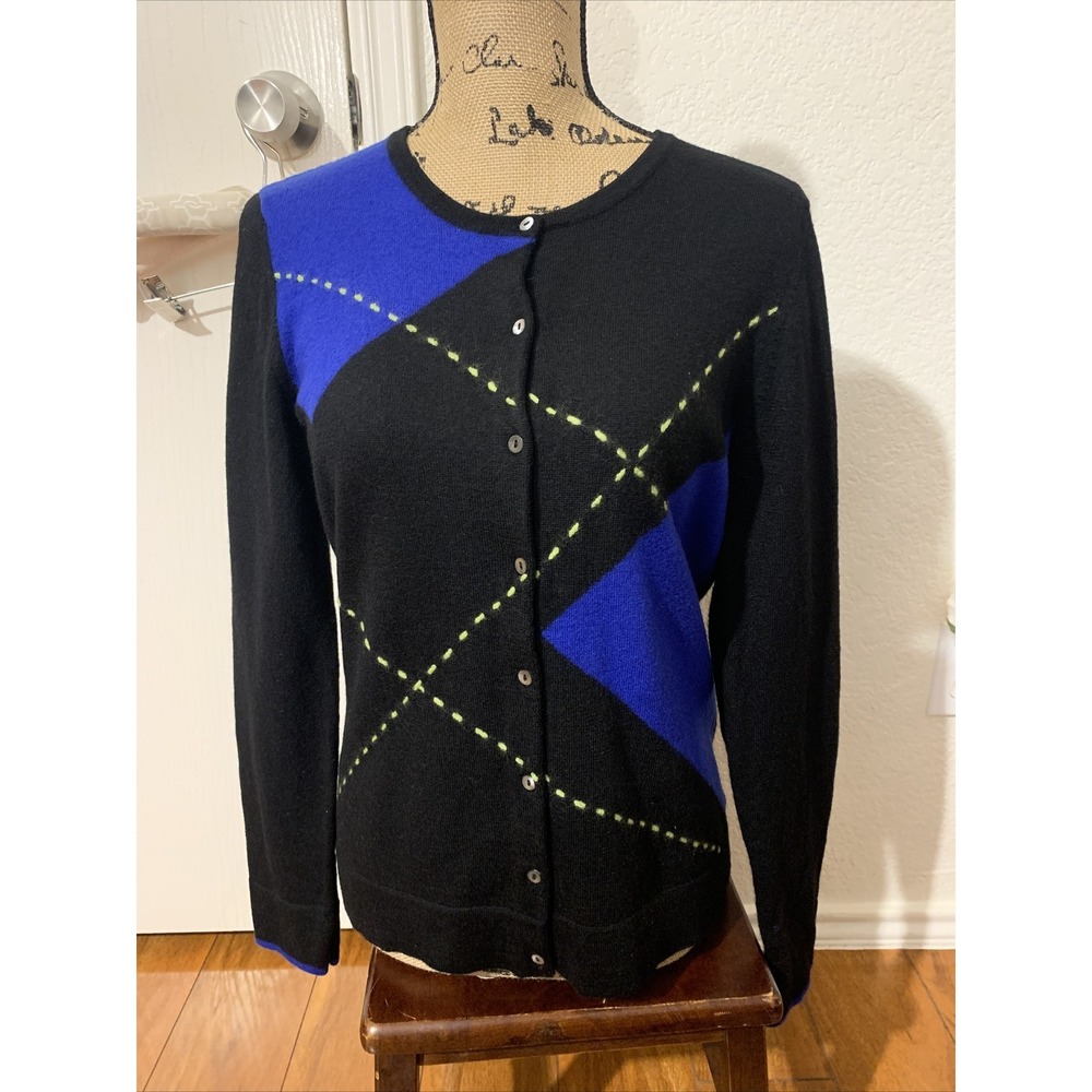 peck and peck large wonens button up sweater 100% wool black hyper warm nwot